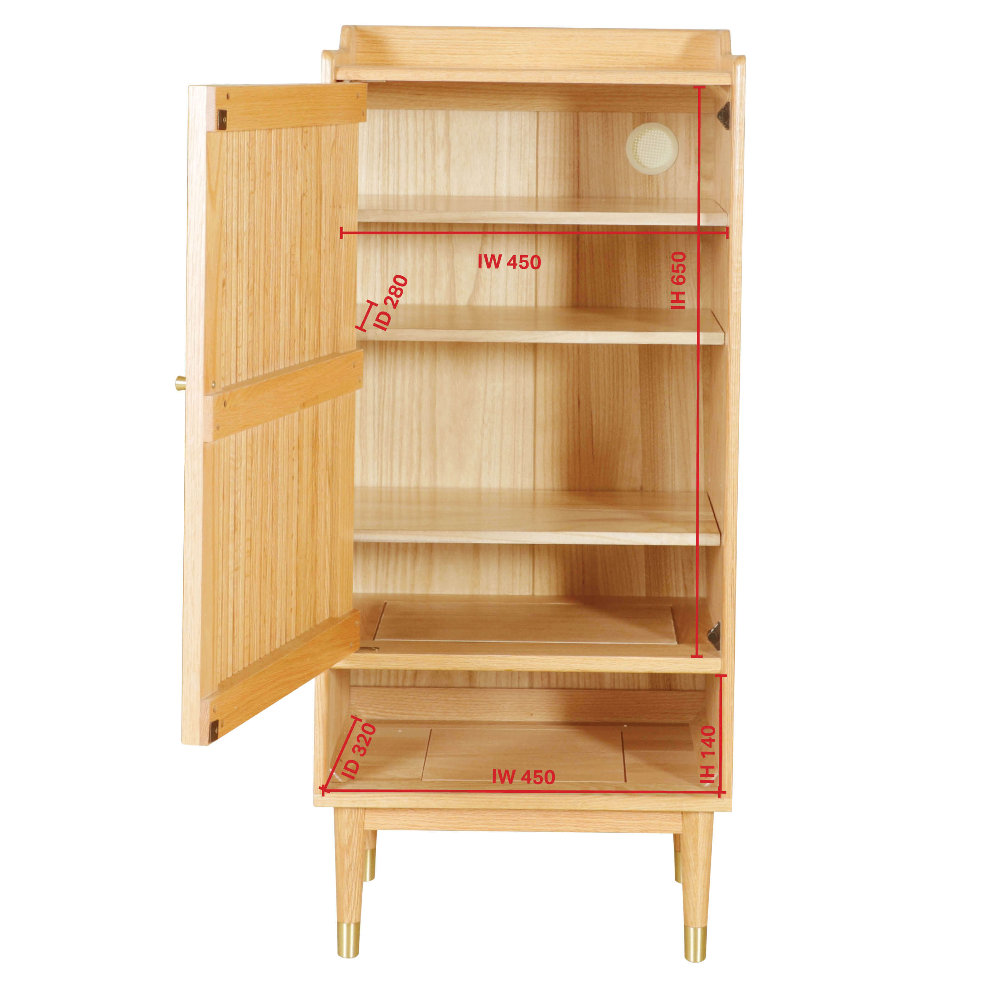 Cole Shoe Cabinet / Console Table - W480 - Walnut Wood